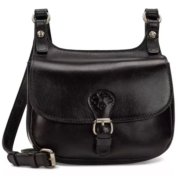 PATRICIA NASH BLACK LINNY SADDLE BAG NWT LEATHER CROSSBODY ORIG. $199 - Picture 1 of 5